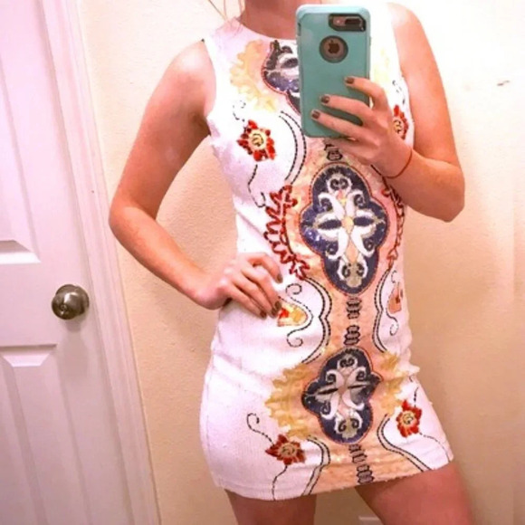 Dresses & Skirts - Multi Sequined Party Club wear mini dress holiday new years party